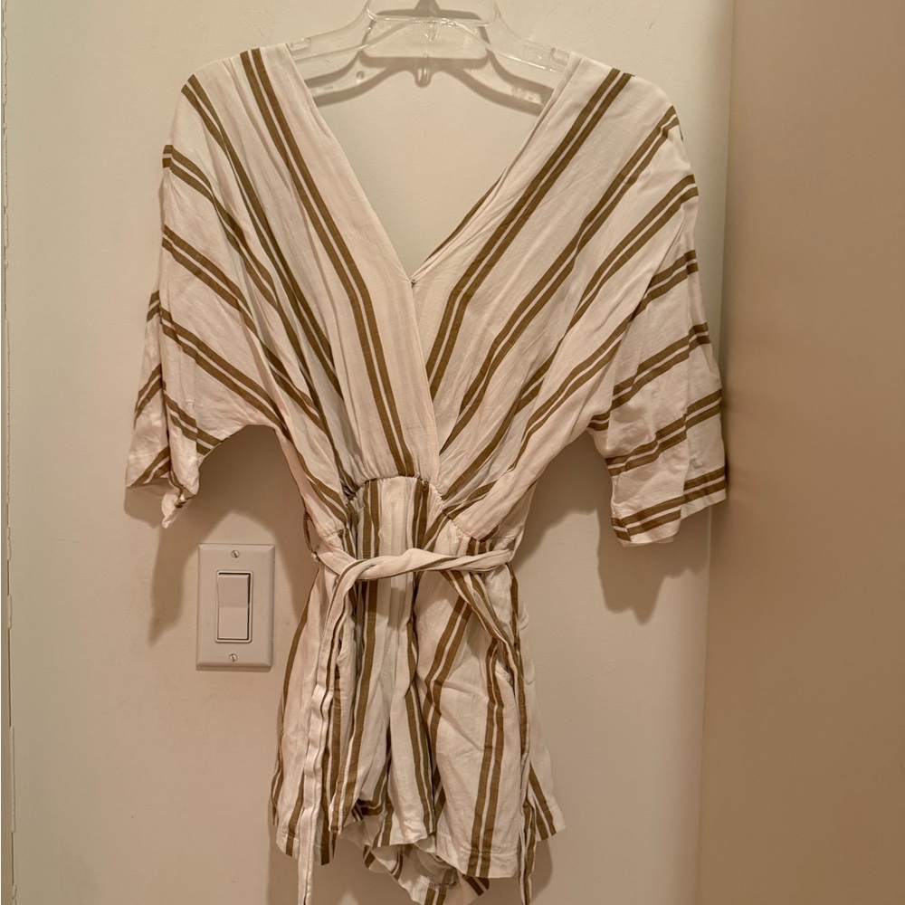 Tan and white romper